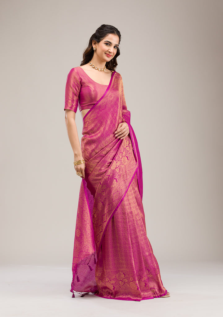 Purple Zariwork Soft Silk Saree