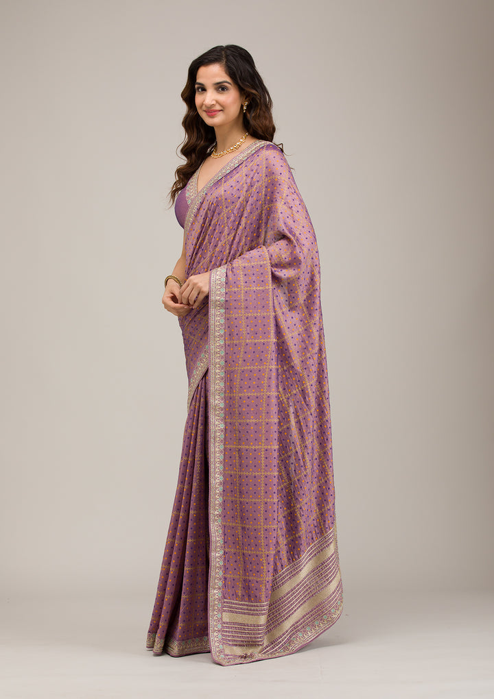 Purple Zariwork Soft Silk Saree