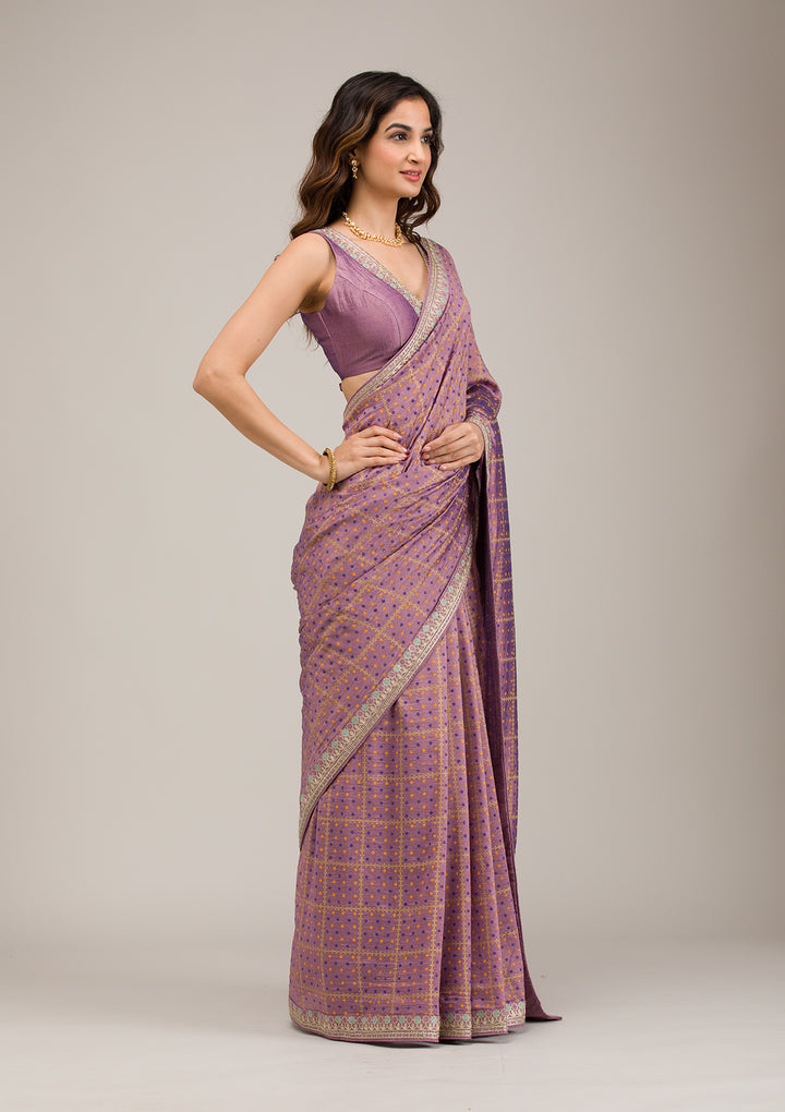 Purple Zariwork Soft Silk Saree