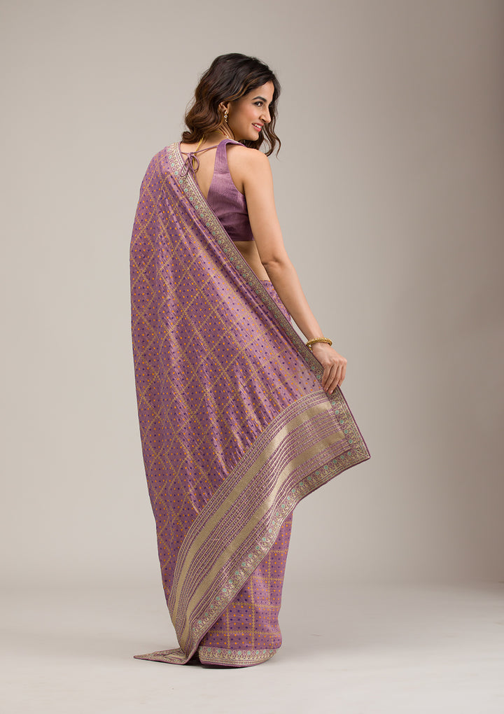 Purple Zariwork Soft Silk Saree