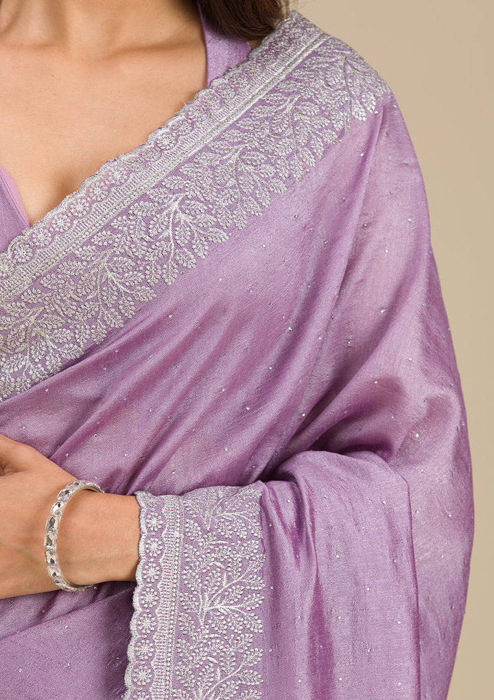 Purple Zariwork Soft Silk Saree