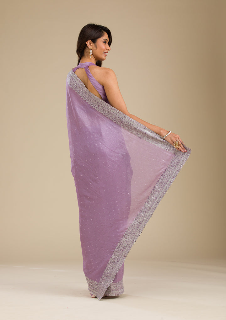 Purple Zariwork Soft Silk Saree