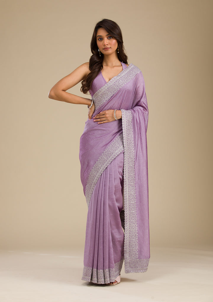 Purple Zariwork Soft Silk Saree