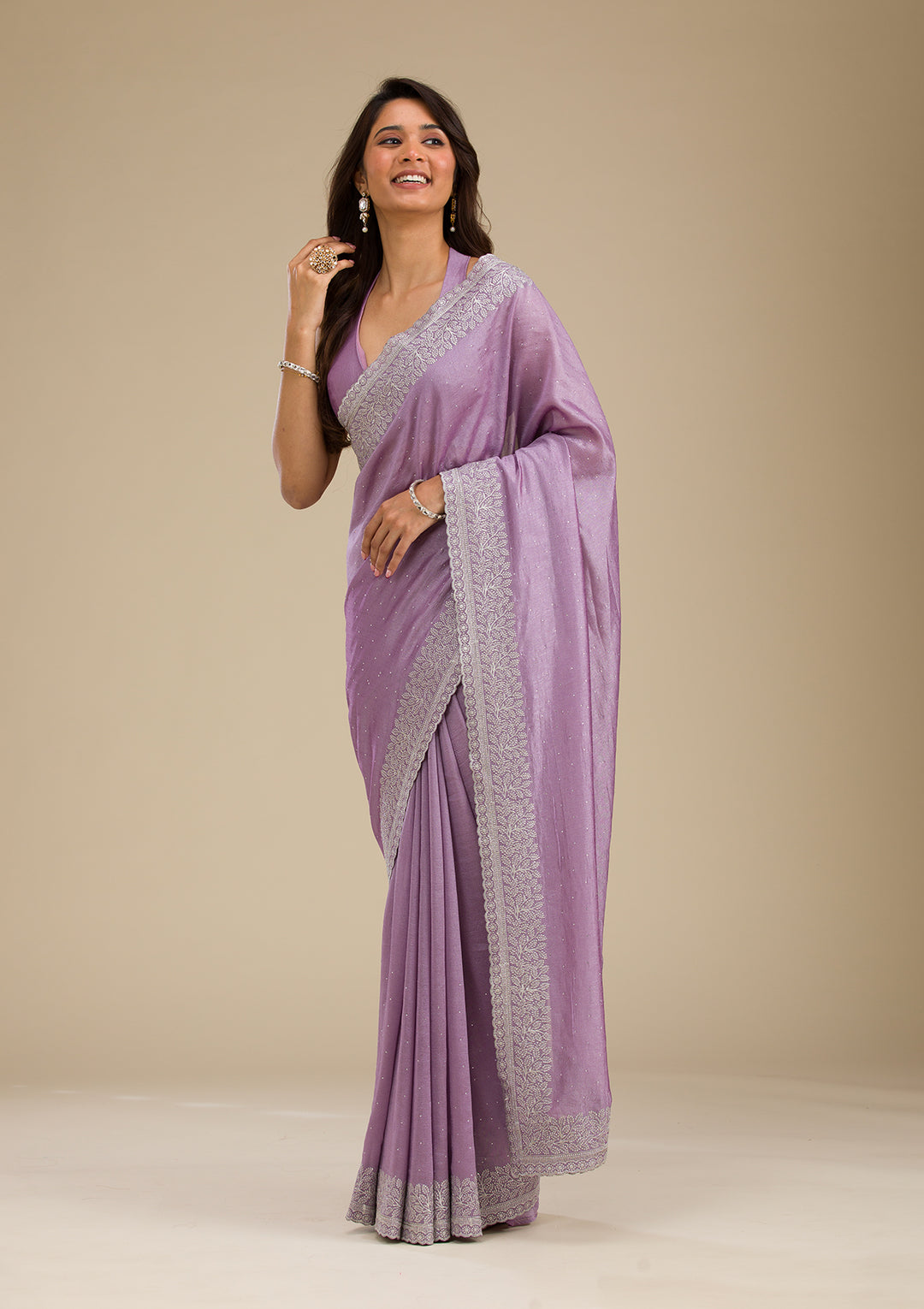 Purple Zariwork Soft Silk Saree