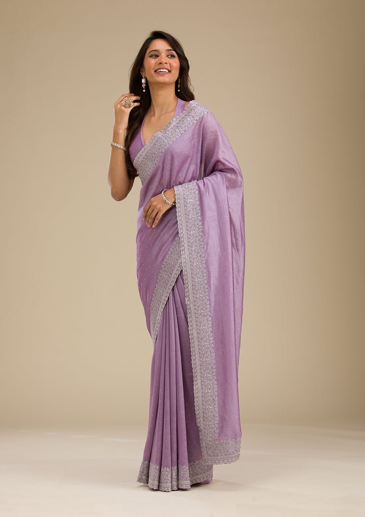 Purple Zariwork Soft Silk Saree