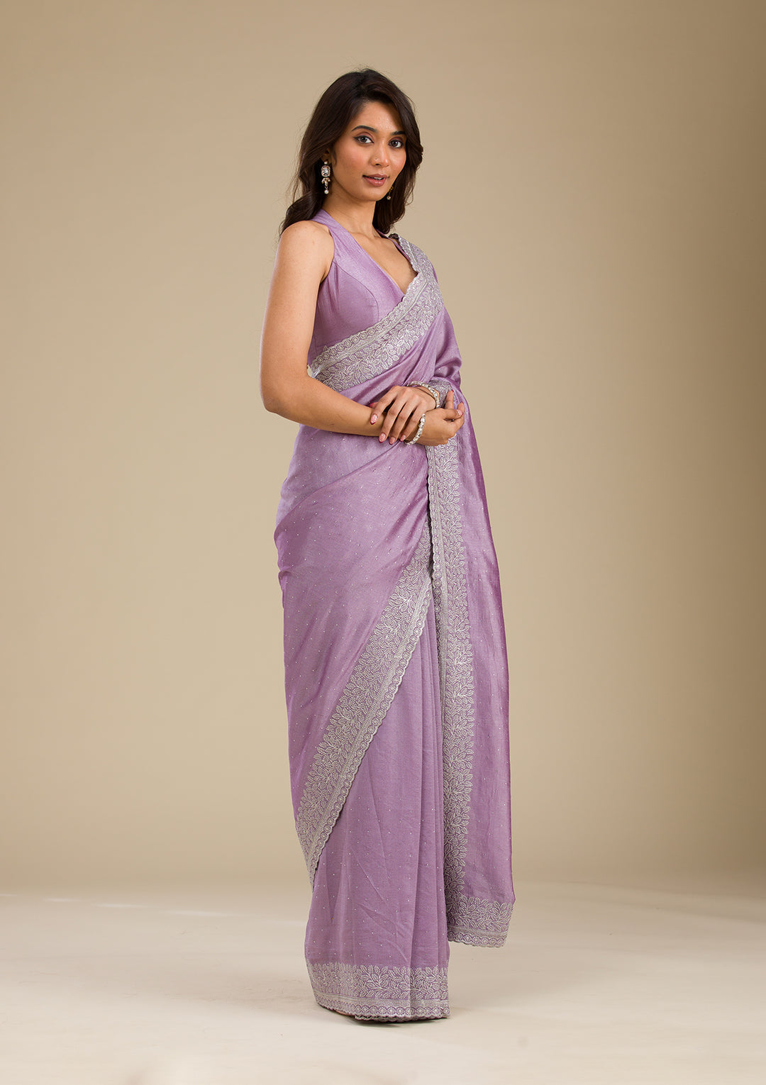 Purple Zariwork Soft Silk Saree