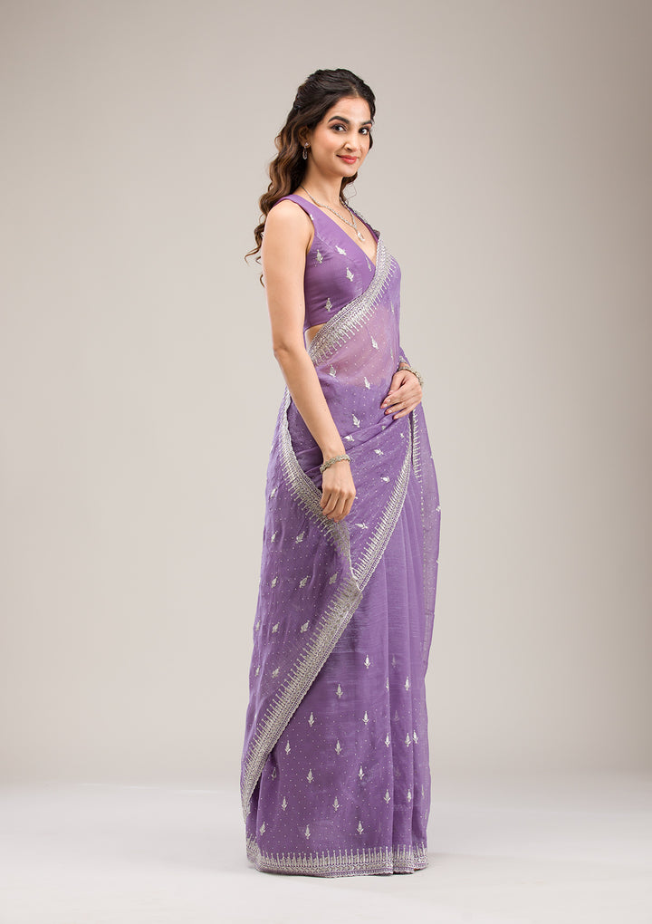 Purple Zariwork Tissue Saree