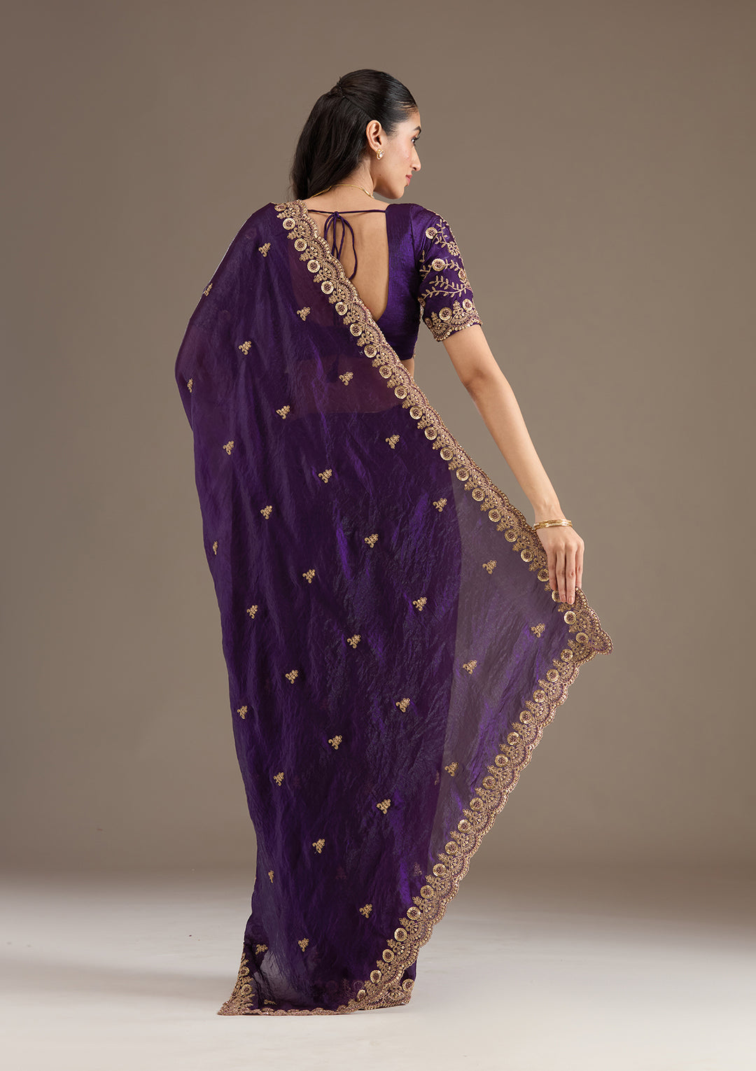 Purple Zariwork Tissue Saree