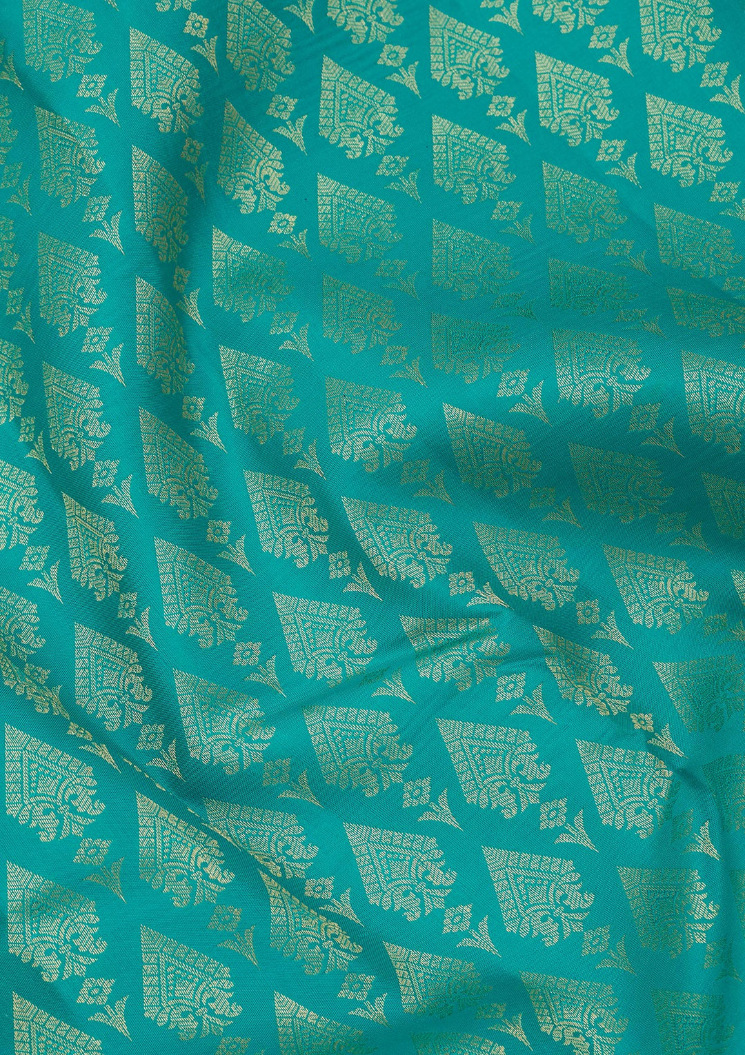 Rama Green Silk Jaal Gold Zariwork Saree With Matching Blouse Piece