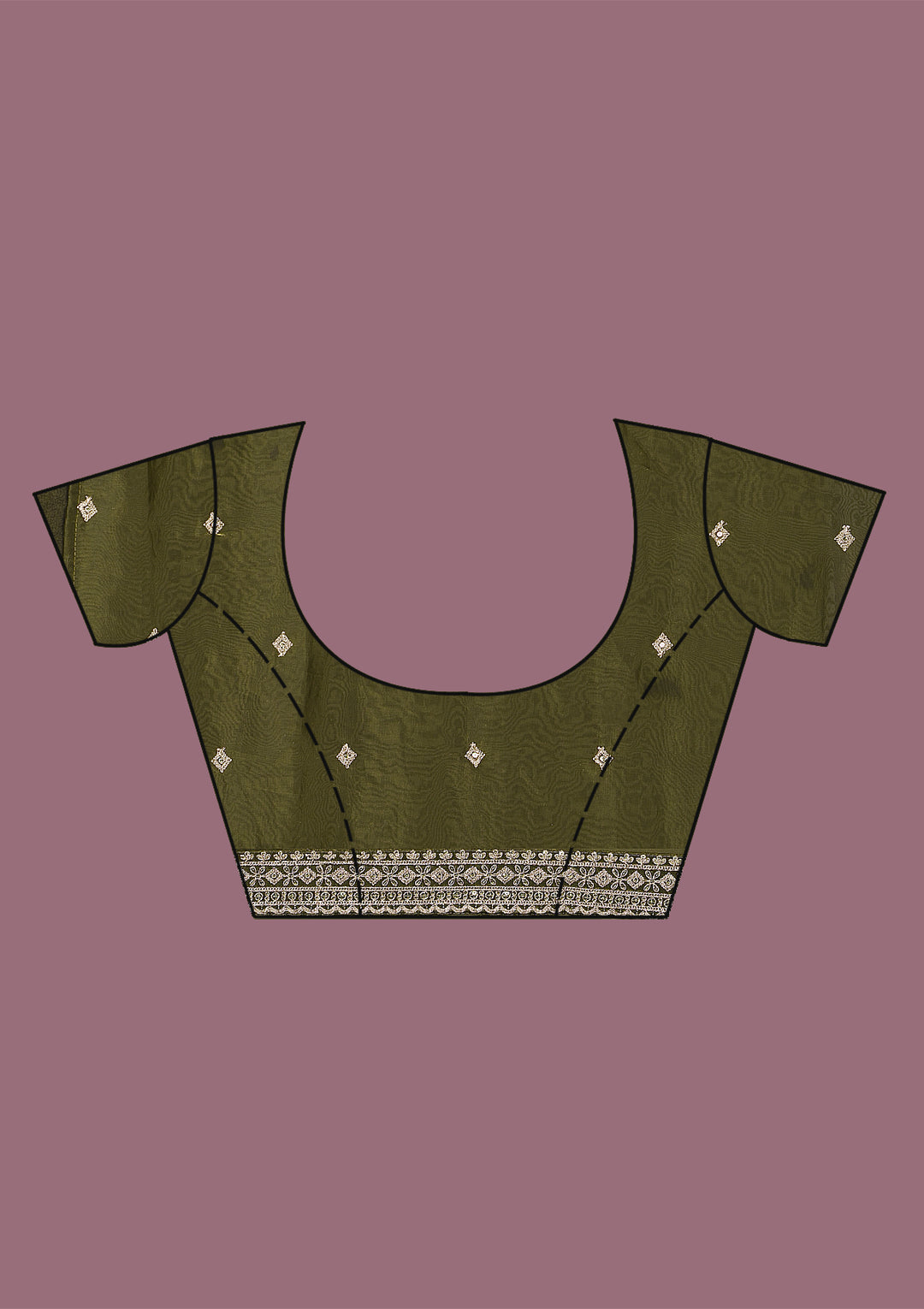 Rama Green Cording Tissue Saree