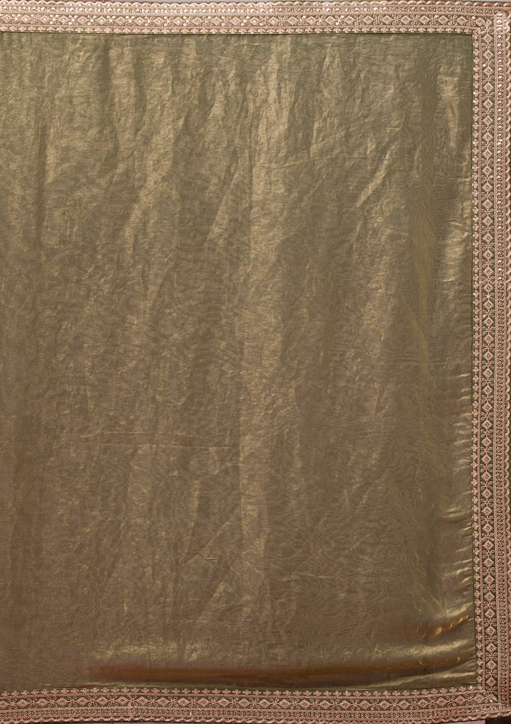 Rama Green Cording Tissue Saree