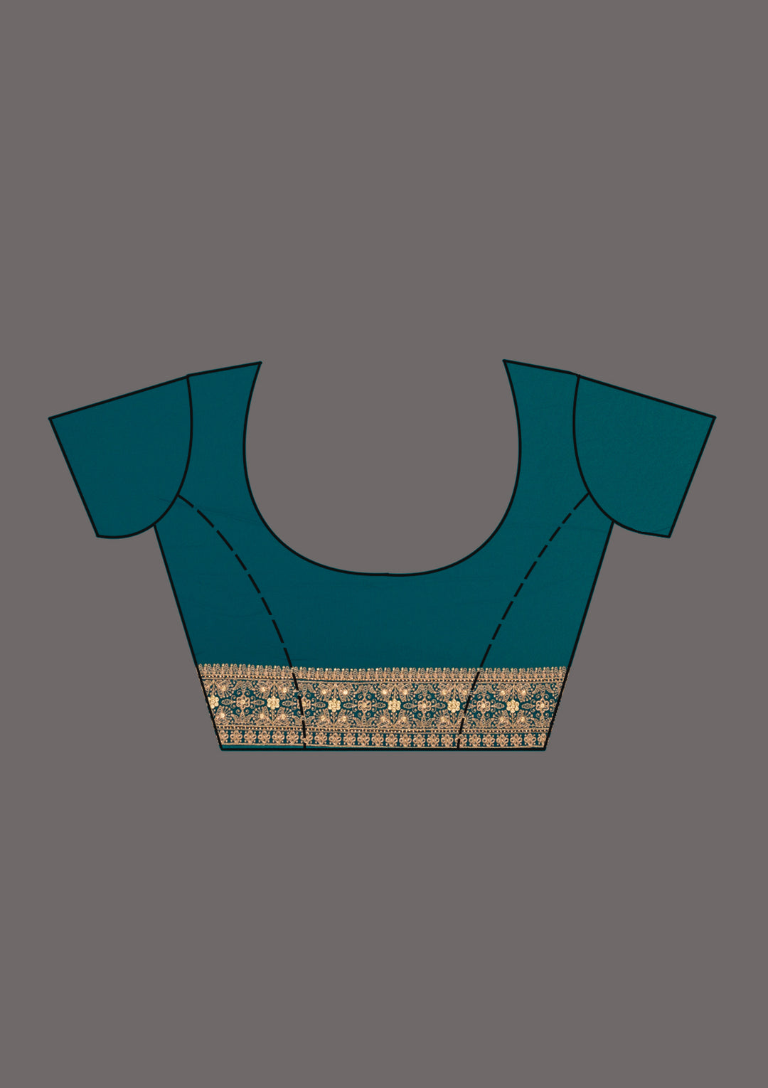 Rama Green Georgette Kashmiri Saree With Matching Blouse Piece