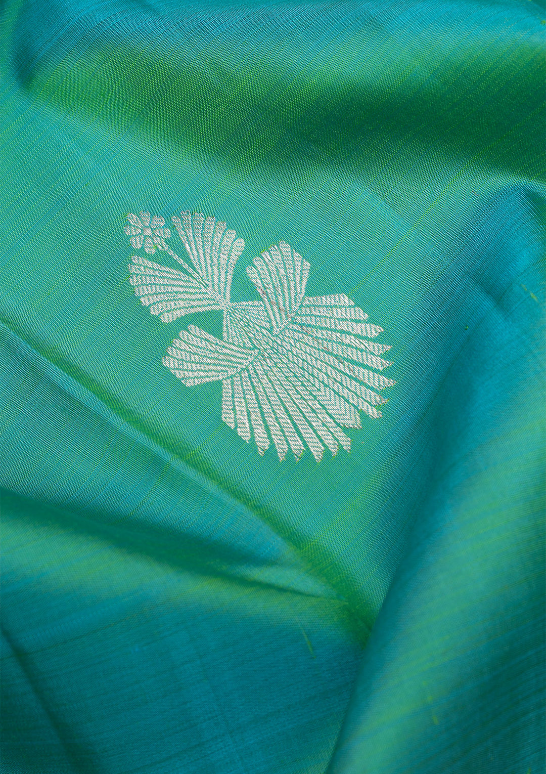 Rama Green Silk Buti Antique Zariwork Saree With Matching Blouse Piece