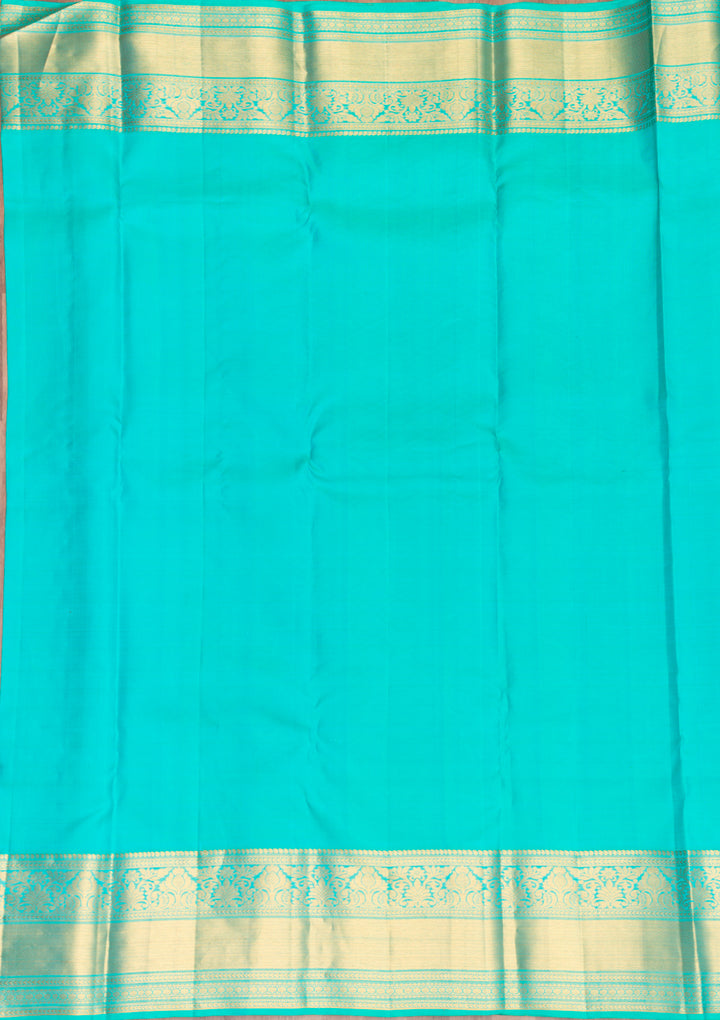 Rama Green Silk Jaal Gold Zariwork Saree With Matching Blouse Piece