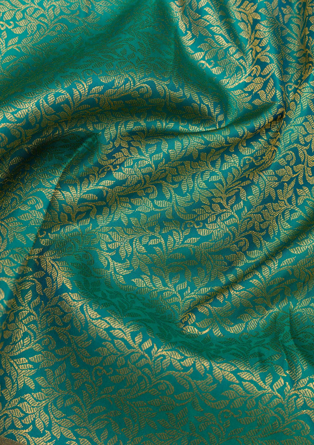 Rama Green Silk Jaal Gold Zariwork Saree With Matching Blouse Piece