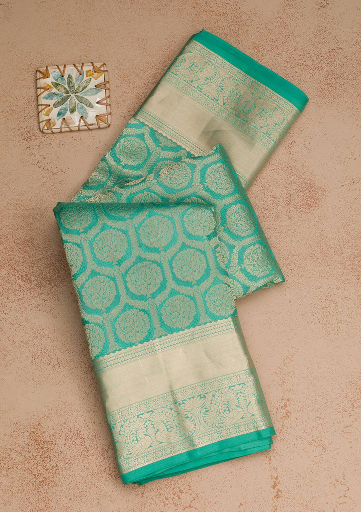 Rama Green Zariwork Banarasi Pure Silk Saree