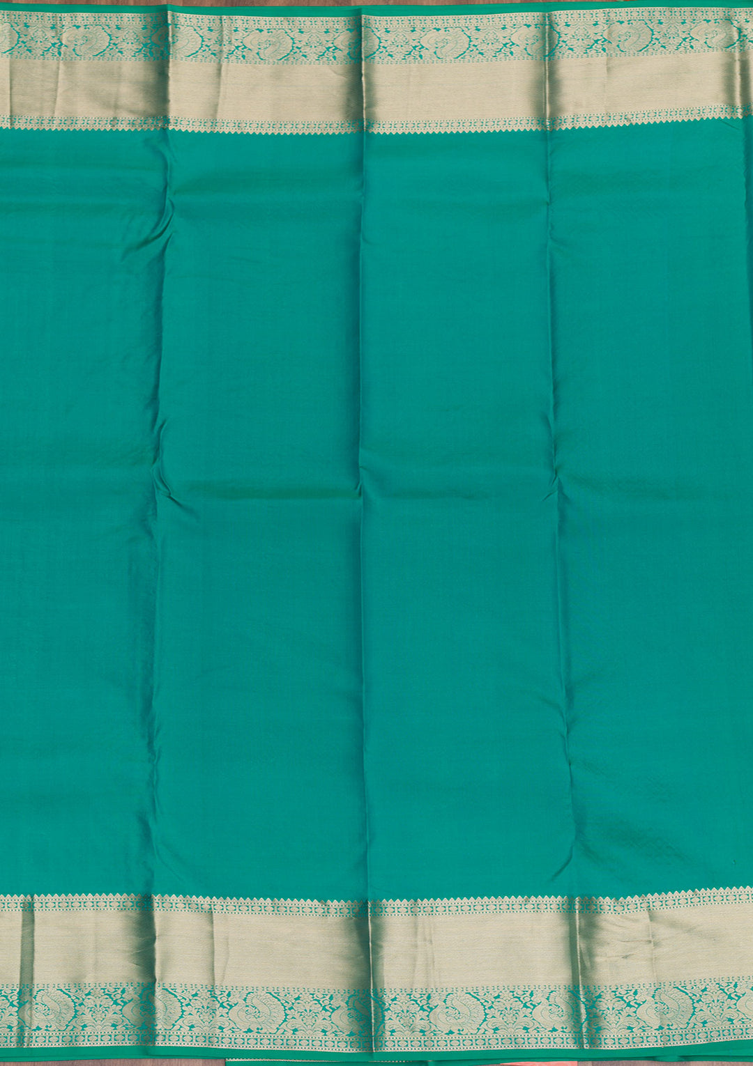Rama Green Silk Jaal Gold Zariwork Saree With Matching Blouse Piece