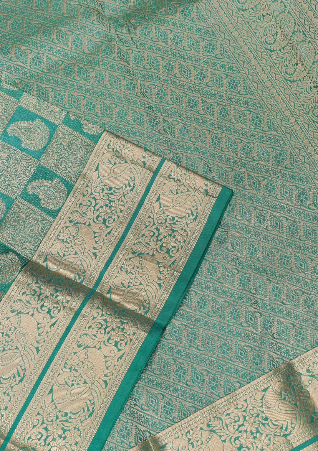 Rama Green Zariwork Kanjivaram Pure Silk Saree