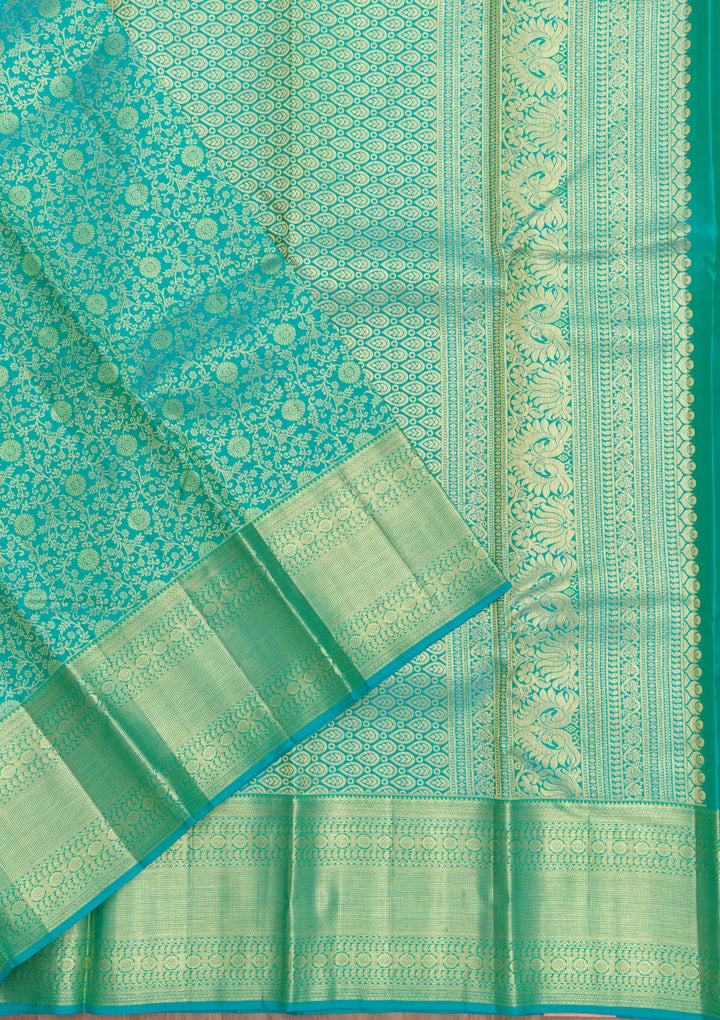 Rama Green Zariwork Pure Silk Saree