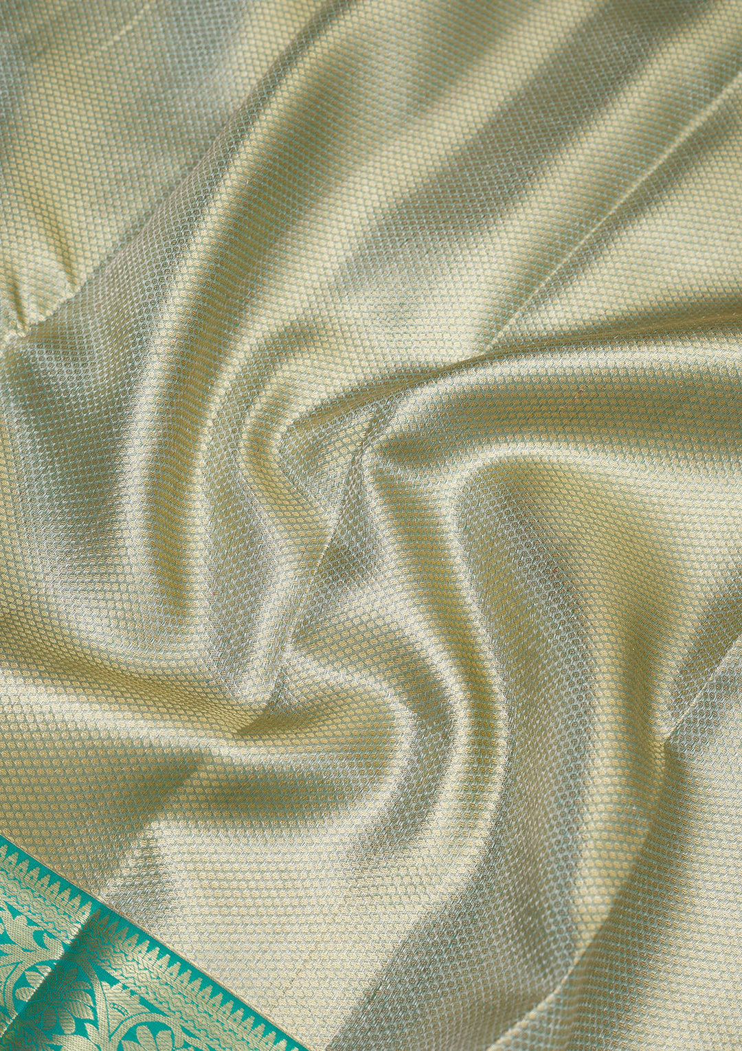 Rama Green Silk Jaal Gold Zariwork Saree With Matching Blouse Piece