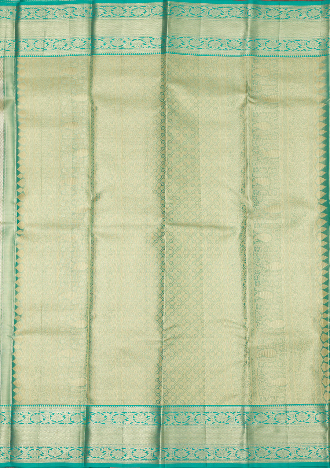 Rama Green Silk Jaal Gold Zariwork Saree With Matching Blouse Piece