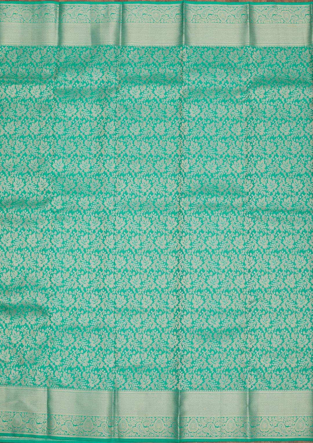 Rama Green Silk Jaal Gold Zariwork Saree With Matching Blouse Piece