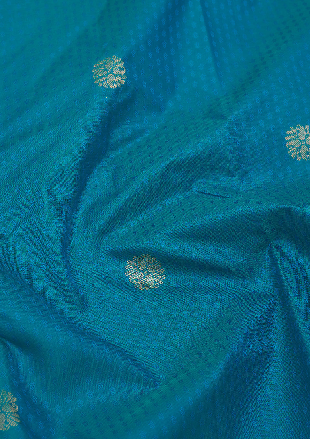 Rama Green Silk Buti Gold Zariwork Saree With Matching Blouse Piece