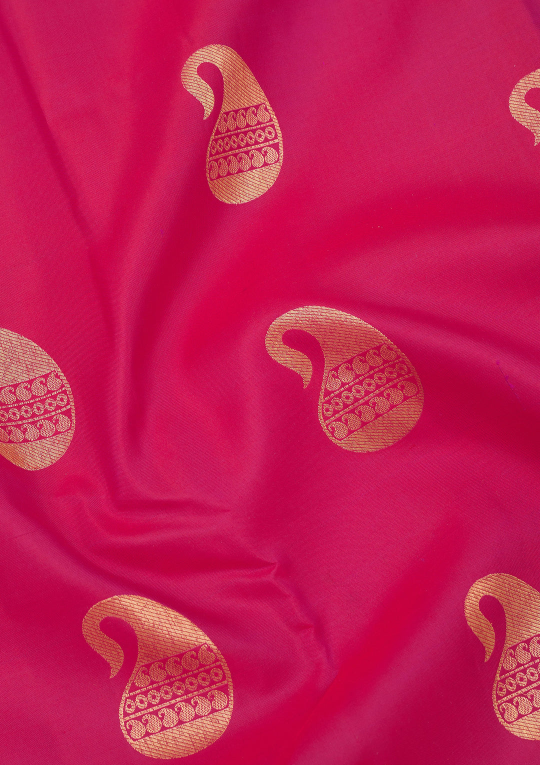 Rani Pink Silk Buti Gold Zariwork Saree With Matching Blouse Piece