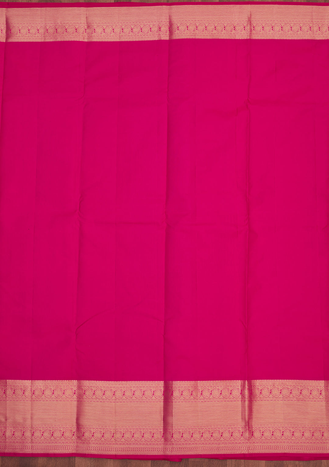 Rani Pink Silk Buti Gold Zariwork Saree With Matching Blouse Piece