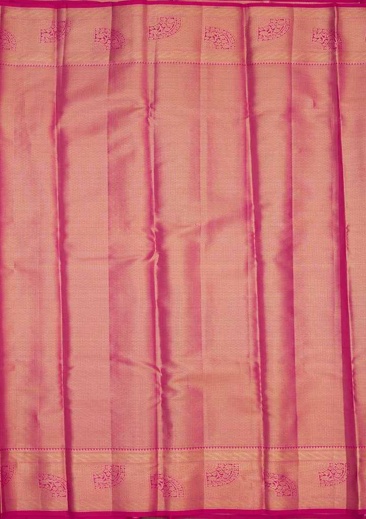 Rani Pink Zariwork Pure Silk Saree