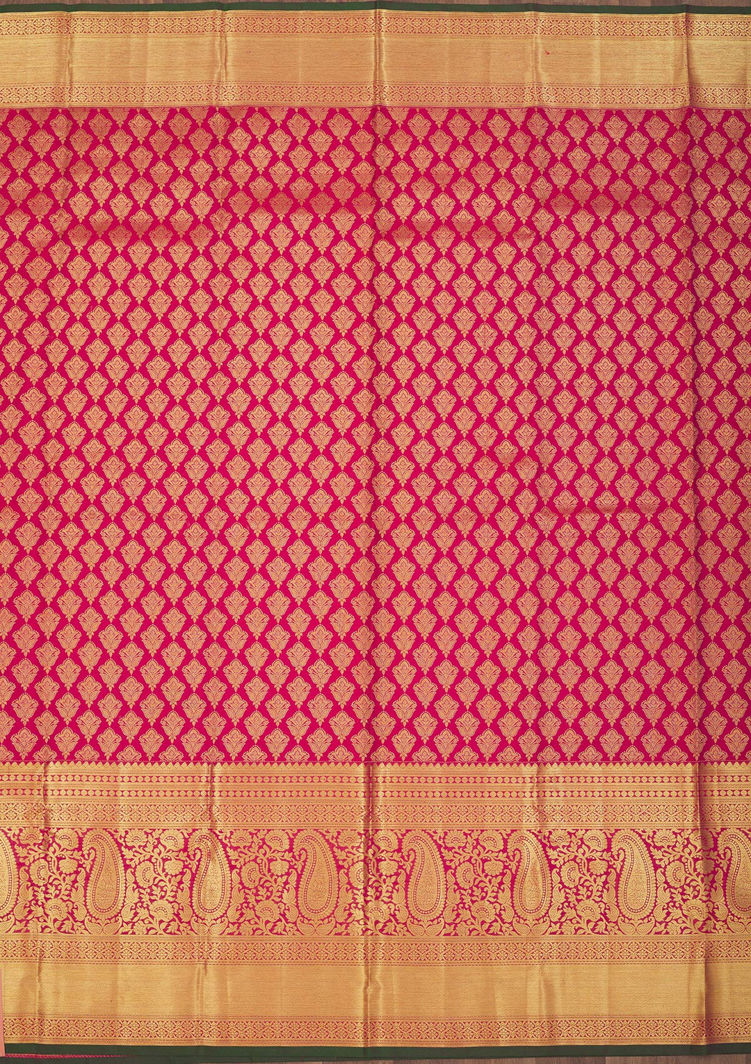 Rani Pink Silk Jaal Gold Zariwork Saree With Matching Blouse Piece