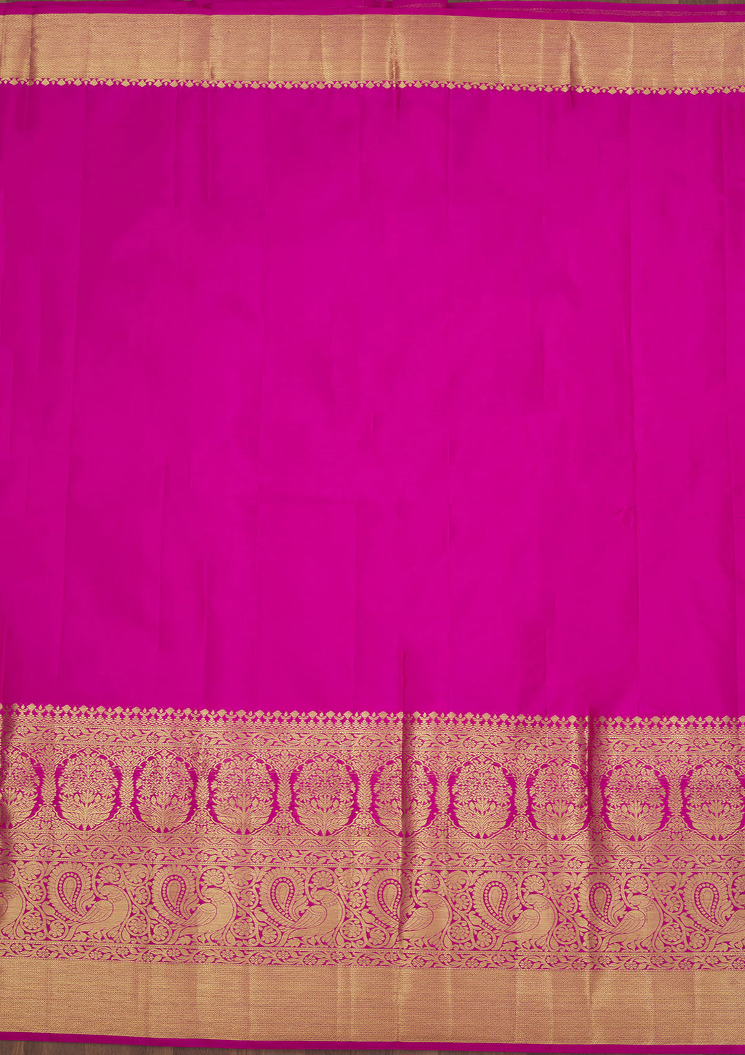Rani Pink Silk Jaal Gold Zariwork Saree With Matching Blouse Piece