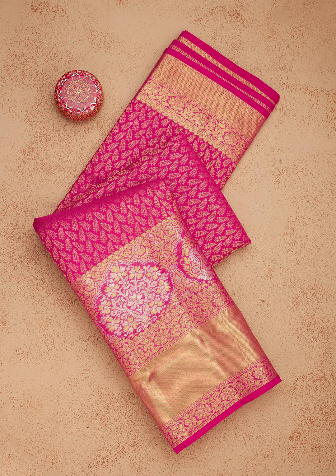 Rani Pink Zariwork Pure Silk Saree