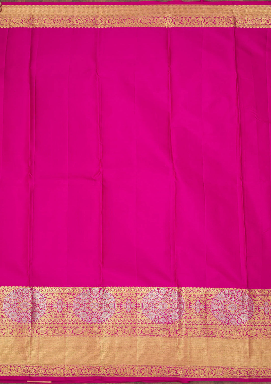 Rani Pink Silk Jaal Gold Zariwork Saree With Matching Blouse Piece