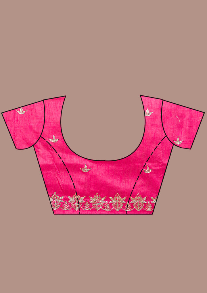 Rani Pink Gotapatti Satin Saree