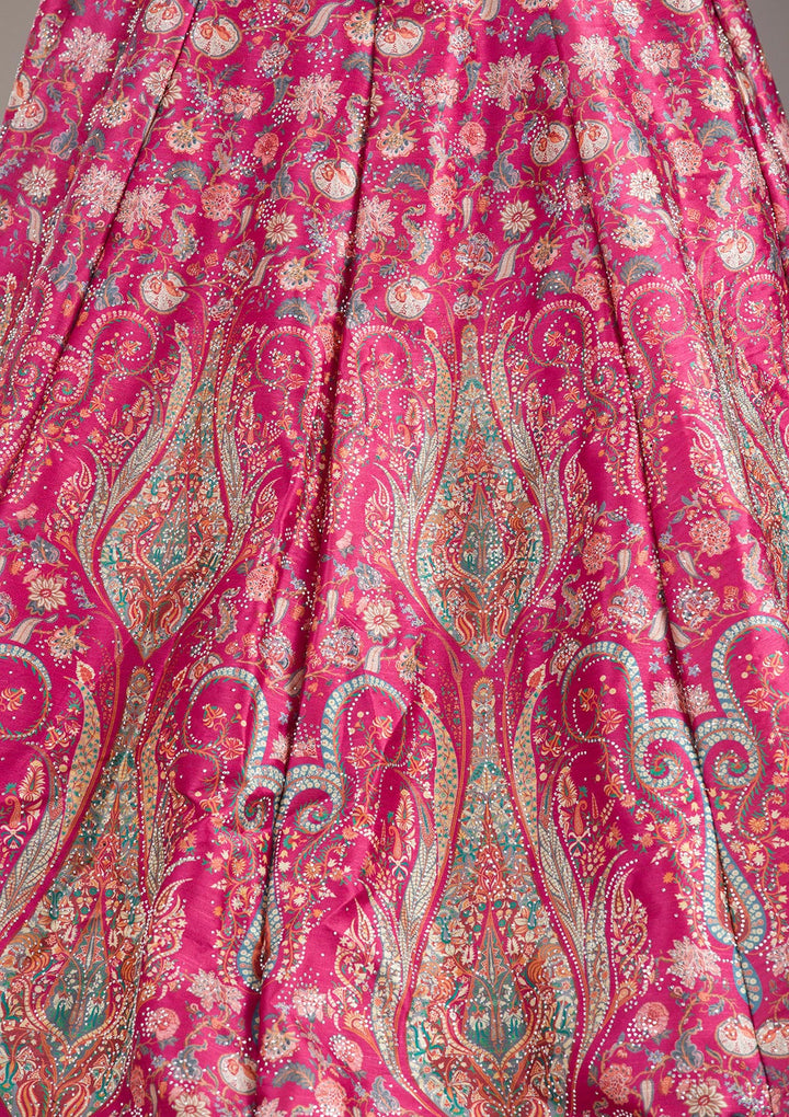 Rani Pink Silver Zariwork Banarasi Readymade Lehenga