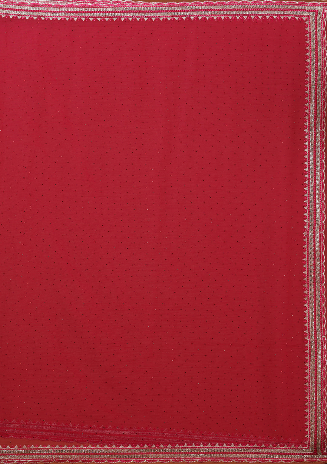 Rani Pink Chiffon Gold Zariwork Saree With Matching Blouse Piece