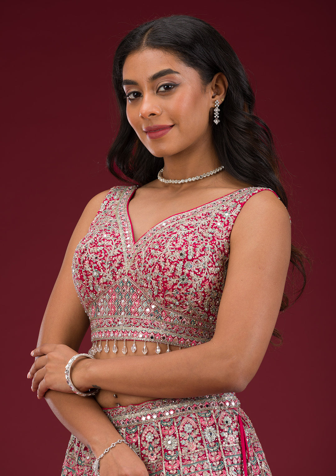 Koskii Net Blush Pink Lehenga – Embroidered Elegance for Special Occasions