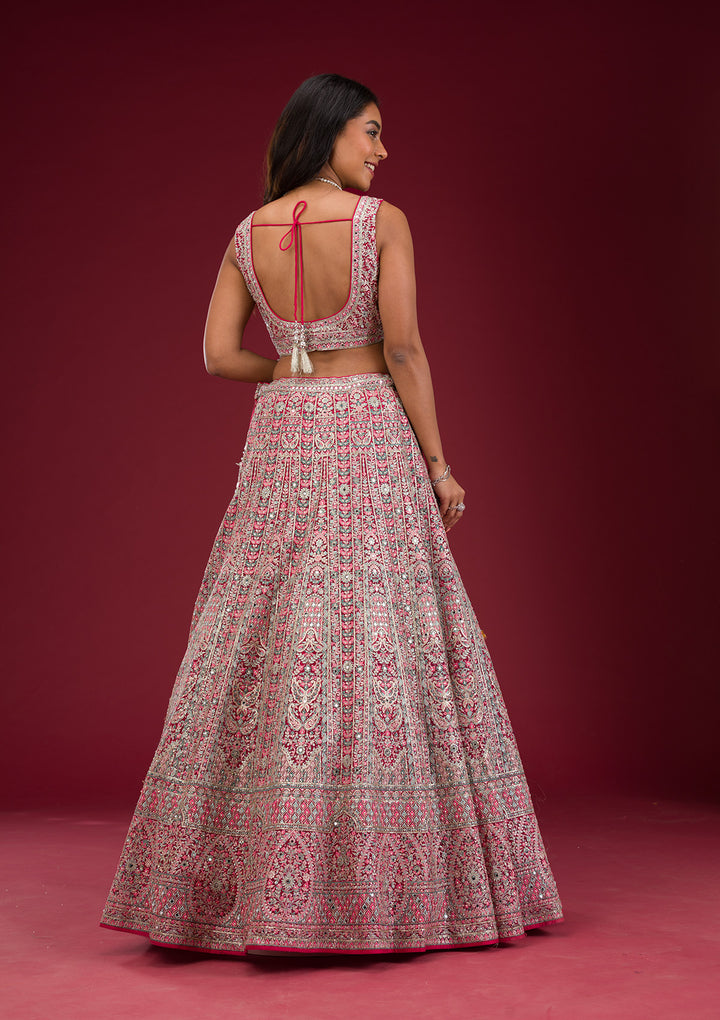 Koskii Net Blush Pink Lehenga – Embroidered Elegance for Special Occasions