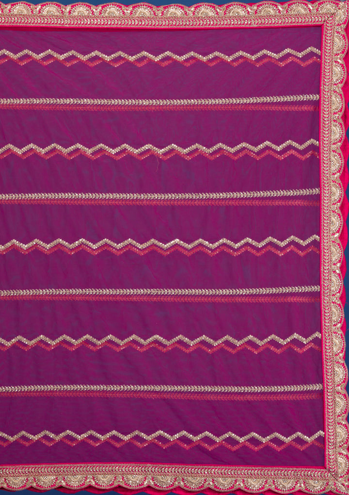 Koskii Net Maroon Lehenga – Exquisite Threadwork for Wedding Elegance