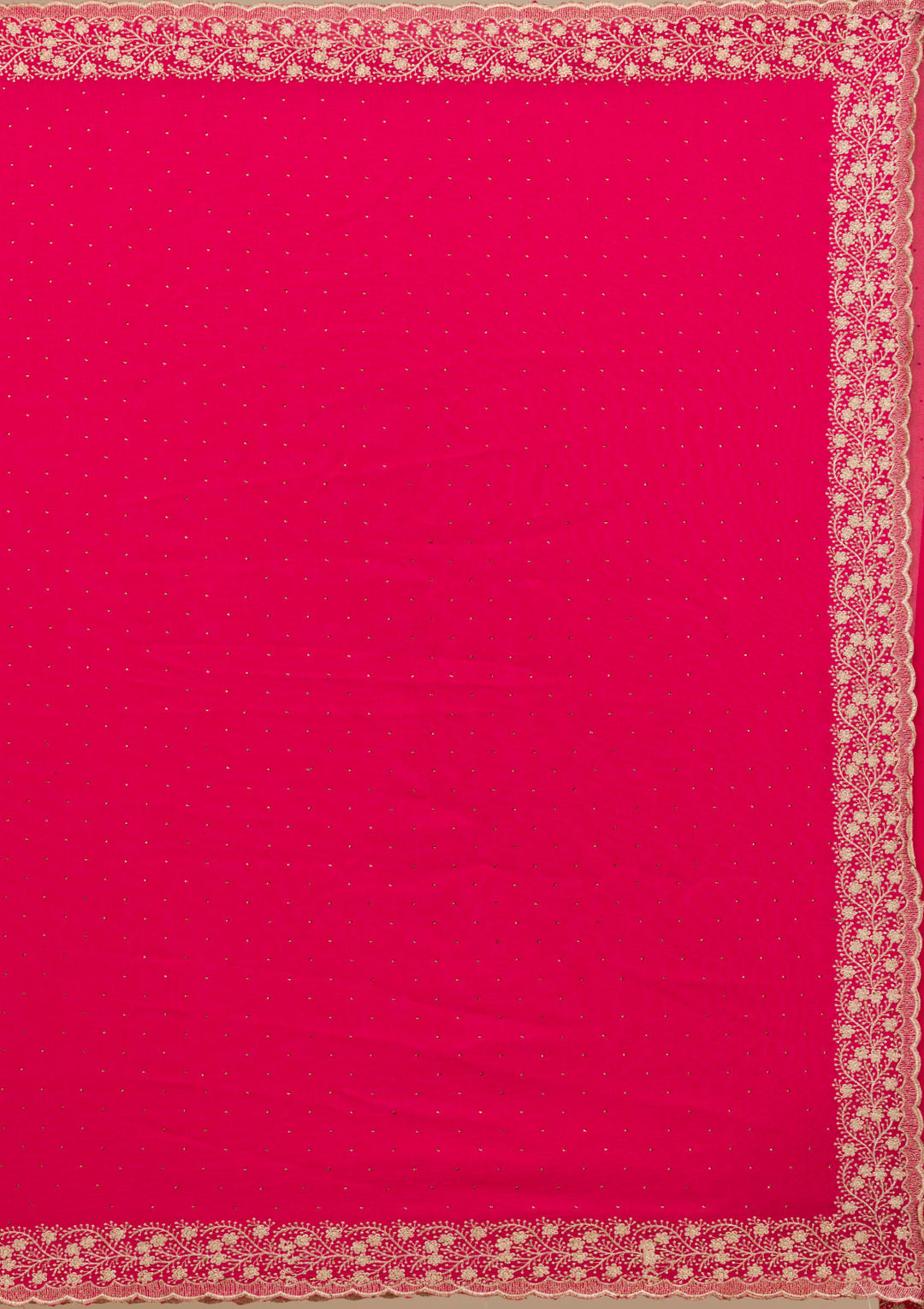 Rani Pink Soft Raw Silk Gold Zariwork Saree With Matching Blouse Piece