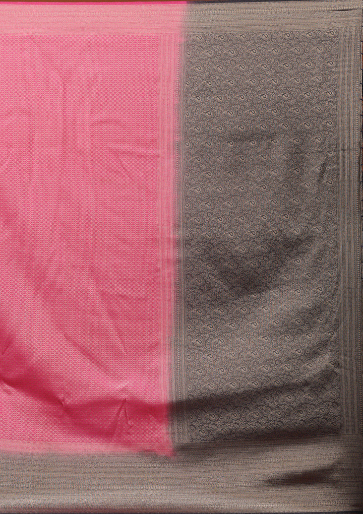 Rani Pink Silk Gold Zariwork Saree With Matching Blouse Piece