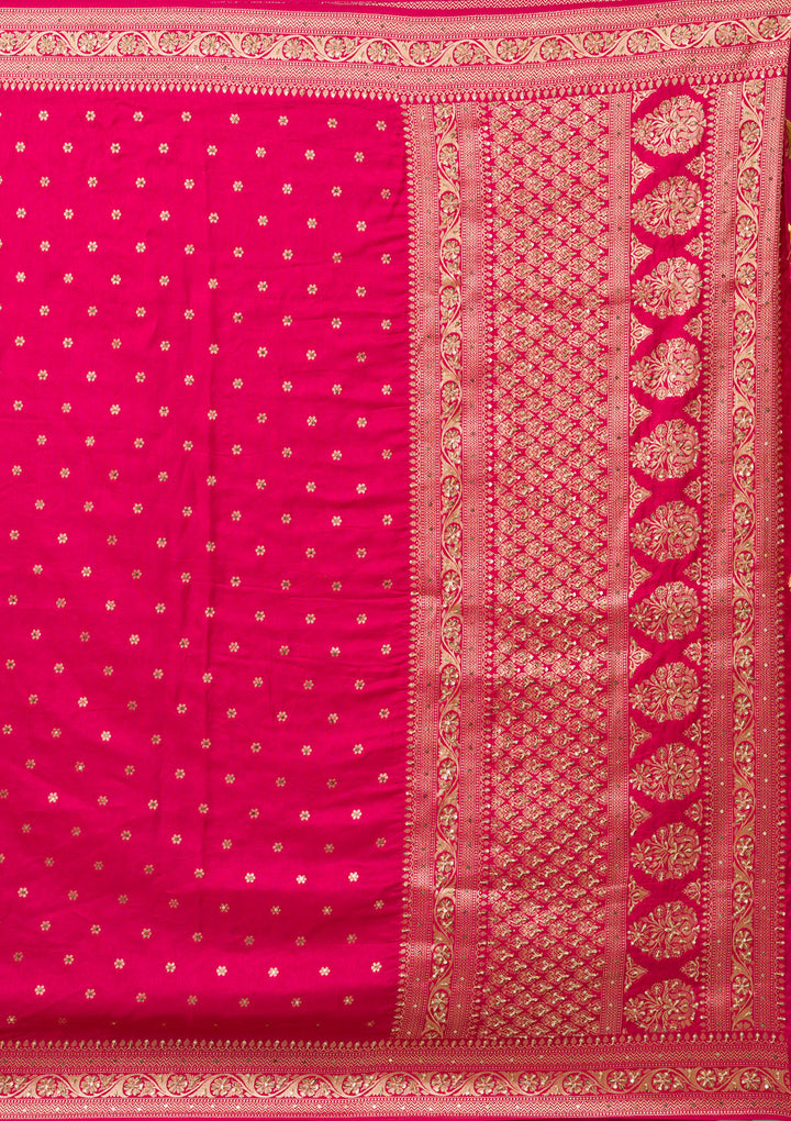 Rani Pink Zariwork Banarasi Silk Saree