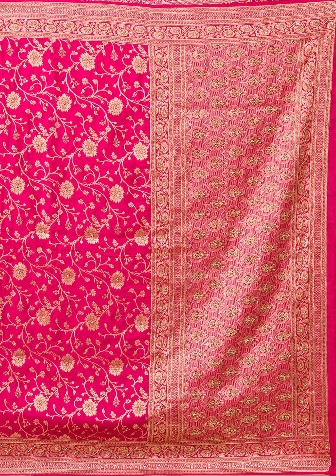 Rani Pink Zariwork Banarasi Silk Saree