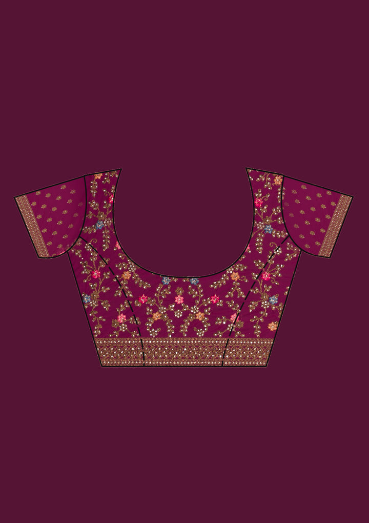 Rani Pink Zariwork Net Saree