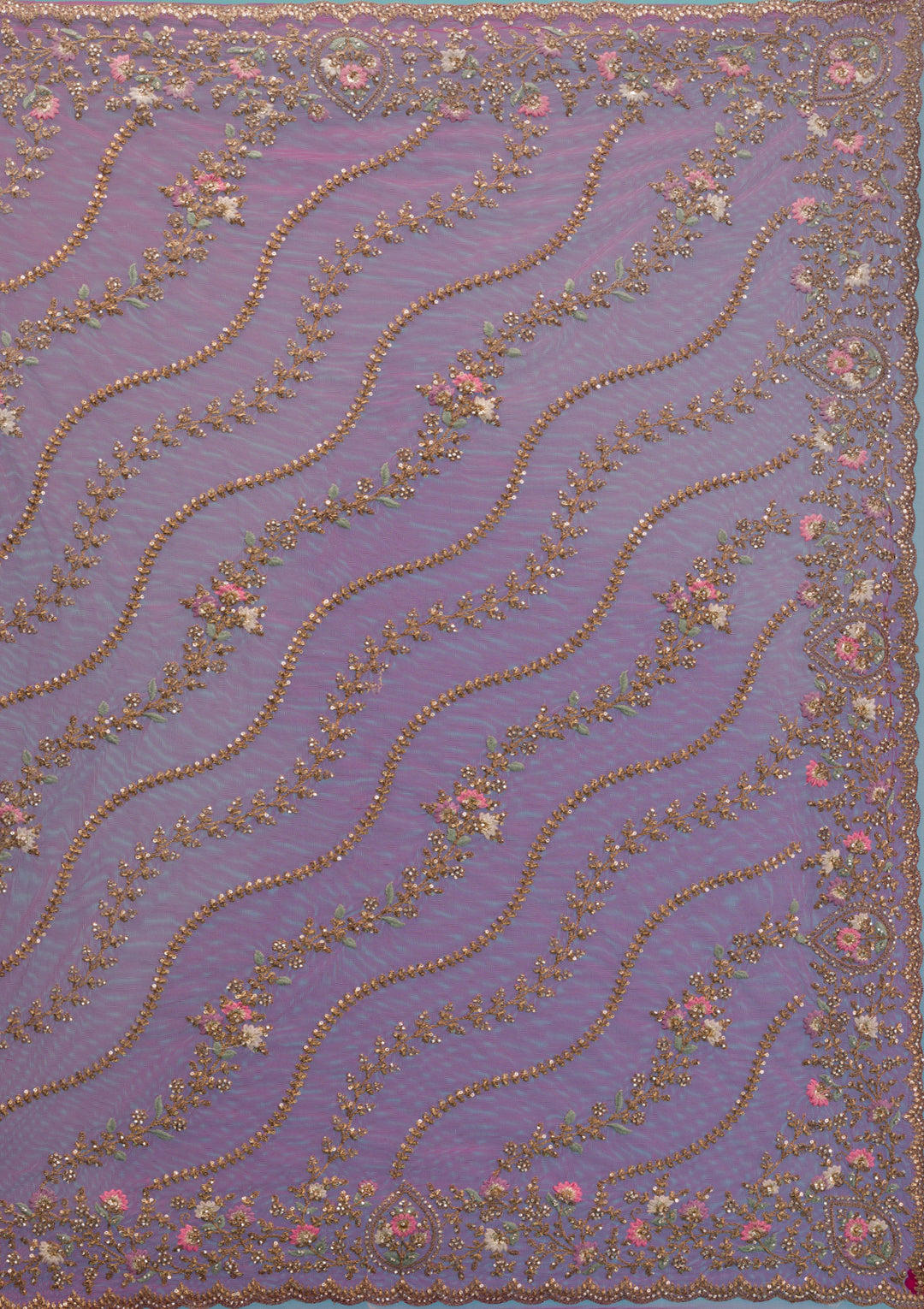 Rani Pink Zariwork Net Saree