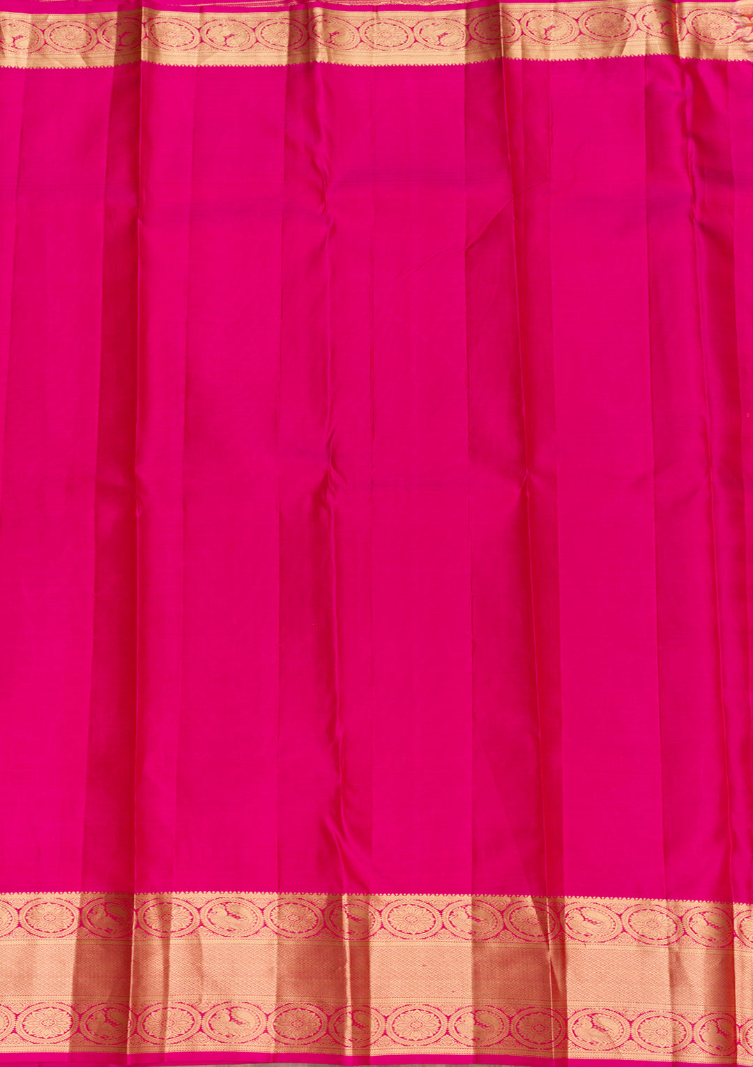 Rani Pink Silk Jaal Gold Zariwork Saree With Matching Blouse Piece