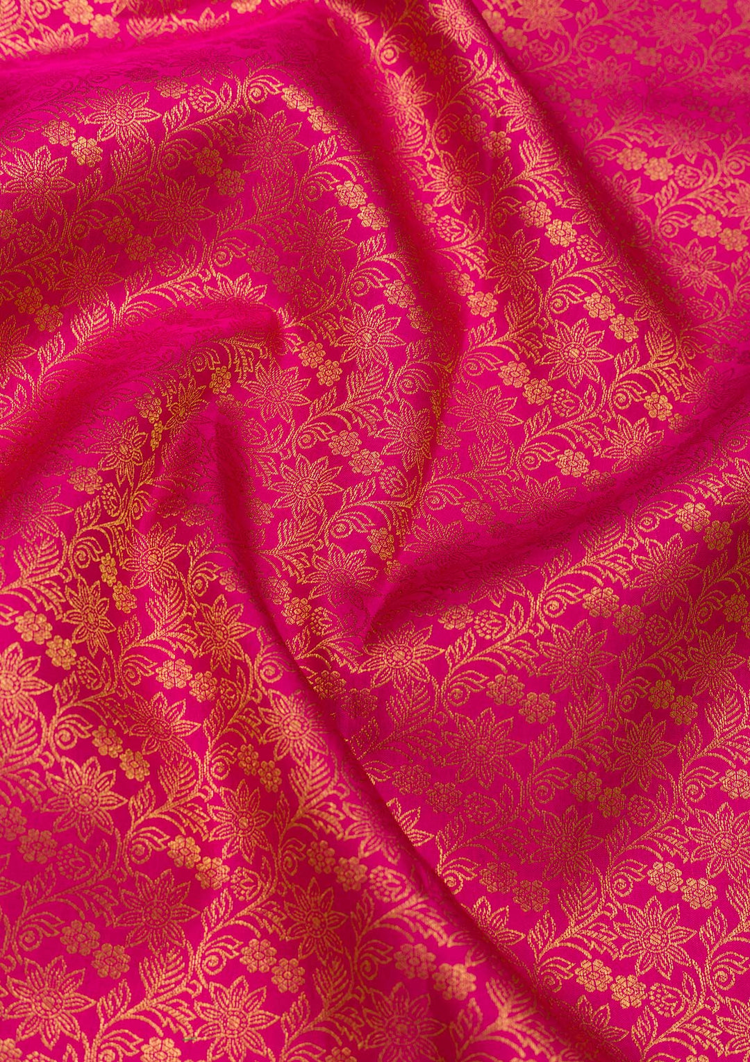 Rani Pink Silk Jaal Gold Zariwork Saree With Matching Blouse Piece