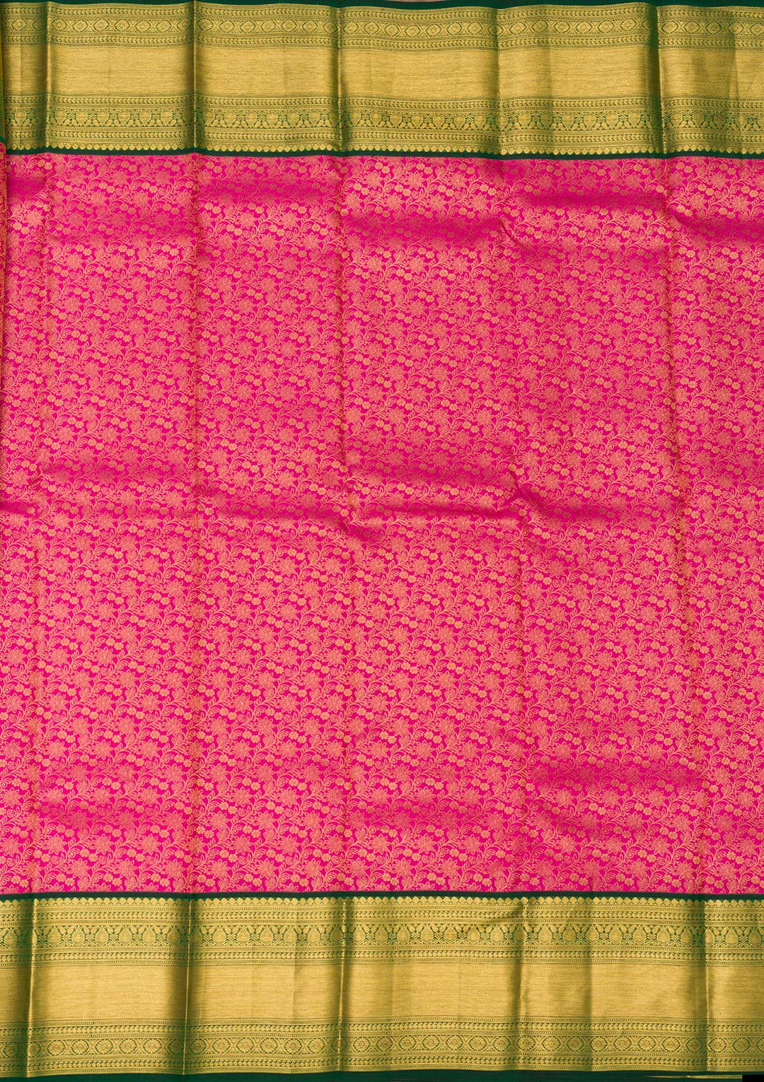 Rani Pink Silk Jaal Gold Zariwork Saree With Matching Blouse Piece