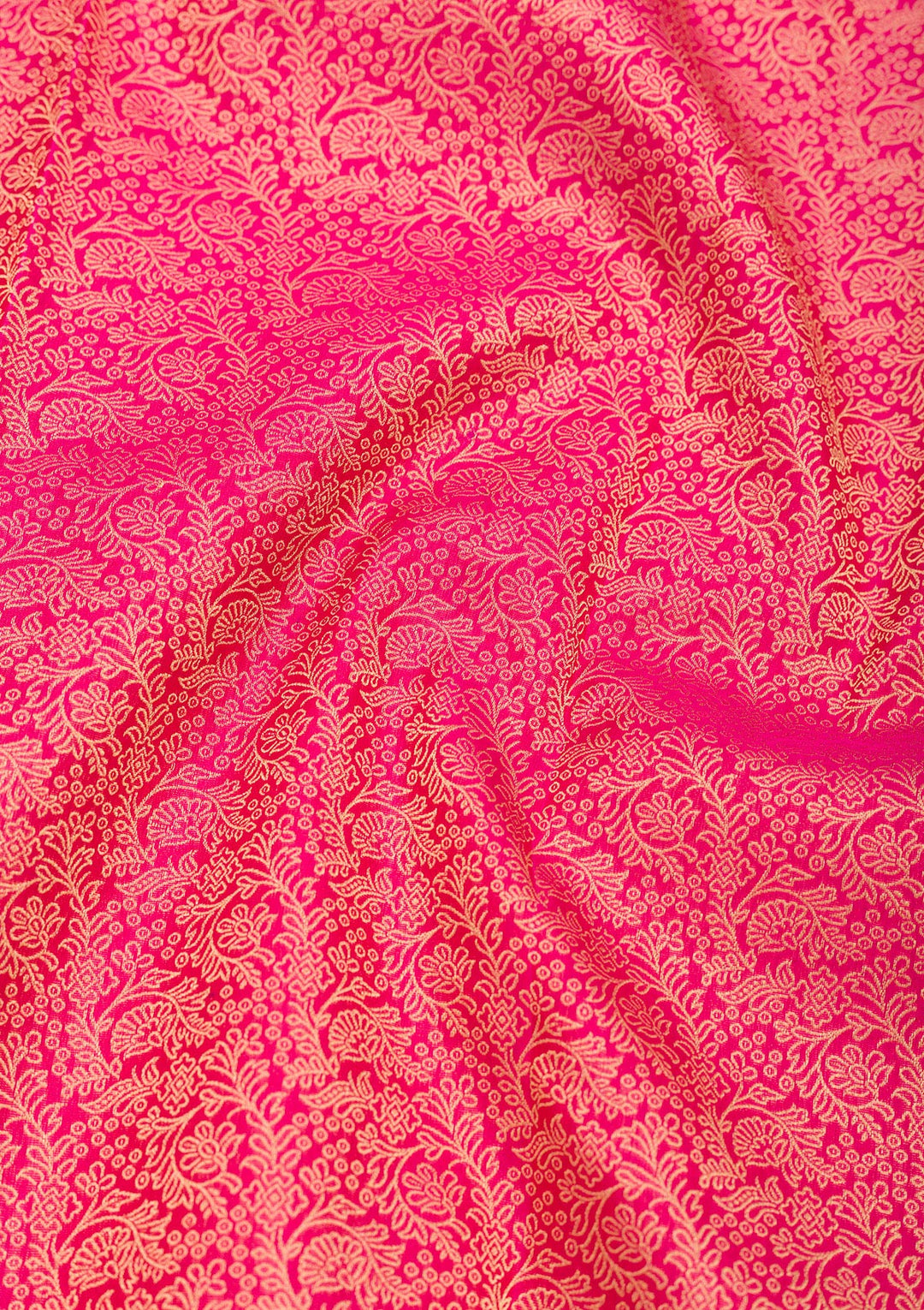 Rani Pink Silk Jaal Gold Zariwork Saree With Matching Blouse Piece